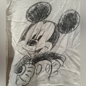 Disney Mickey Mouse sketch hi and bye raw hem cropped tee sz L thumbnail 2