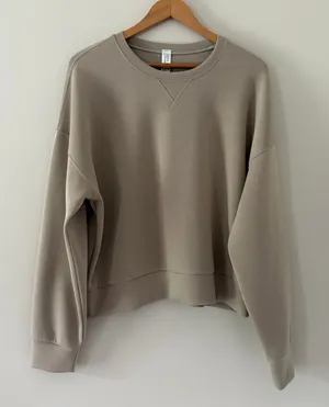 Spanx Sweatshirt AirEssentials XL Smoke Tan Crewneck Boxy Pullover thumbnail 1