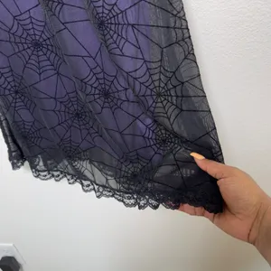 Women‎ Fairy Grunge Whimsigoth Babydoll Slip Dress Purple Black Spiderweb Goth thumbnail 6