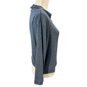 Free People Womens Mock Neck Ribbed Top Size L Cabincore Loungewear Boho thumbnail 3