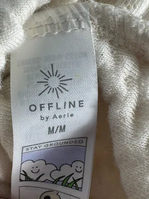 OFFLINE by Aerie Coffee Run‎ Jogger Womens M Cream Textured Sweatpants thumbnail 10