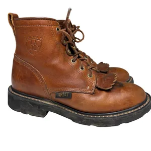 Ariat Women’s Kiltie Lace Up Brown Leather Roper Ankle Work Boots 6 thumbnail 7