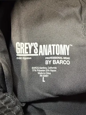 Grey's Anatomy NWT Black 5 Pocket Elastic Contrast Drawcord Scrub Pants Large thumbnail 7