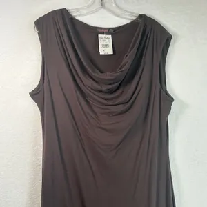 Fresh Produce Dreamtime Drape Dress Brown Cowl Neck Sleeveless Midi XL NEW thumbnail 3