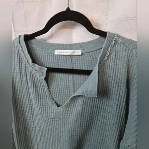 Altard State Waffle Knit Top in Blue/Green thumbnail 4