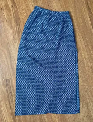 Rave 4 Real Vintage Blue Geometric Print High Rise Double Slit Midi Skirt thumbnail 4