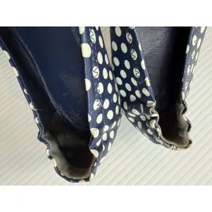 Tory Burch Reva Ballet‎ Flats Navy Blue White Polka Dot Logo Medallion Size 8.5 thumbnail 6