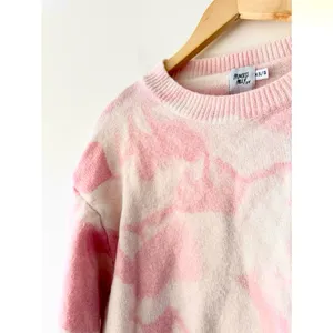 Princess Polly White and Pink Tie‎ Dye Wool Blend Sweater Balloon Sleeves thumbnail 3