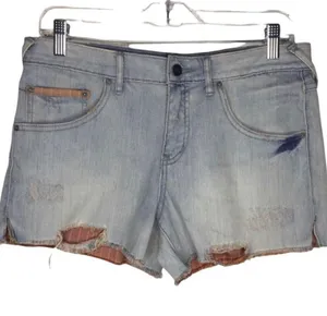 Free People Distressed Denim Shorts Light Wash thumbnail 1