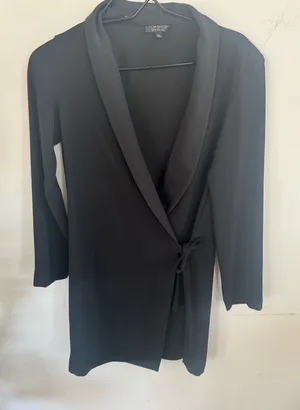 Topshop Black Shawl Collar Wrap Dress thumbnail 1