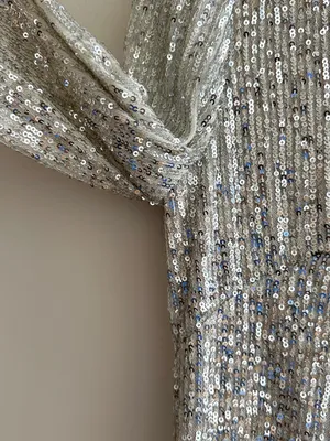 Eliza J Silver Long Sleeve Sequin Mini Dress, Party Cocktail Holiday, Size 4 thumbnail 7