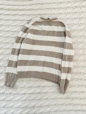 Banana Republic Striped wool blend Crewneck Sweater in Taupe and Cream thumbnail 3