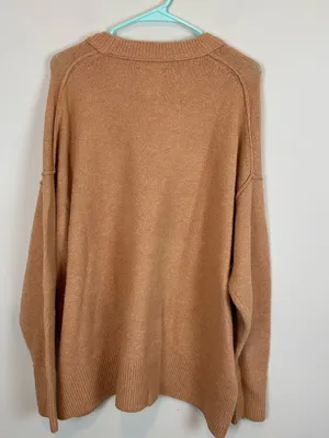 Aerie Oversized Crew Neck Sweater Camel Brown Large thumbnail 4