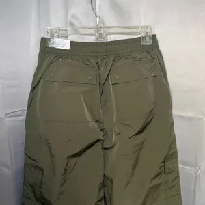 PINK Victoria's Secret Cargo Pants S Olive Green Satin Parachute Relaxed Hi Rise thumbnail 4