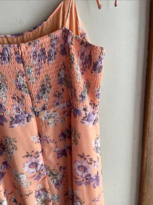 Lulus Started With a Kiss Orange Floral Print Tie-Strap Tiered Dress thumbnail 12
