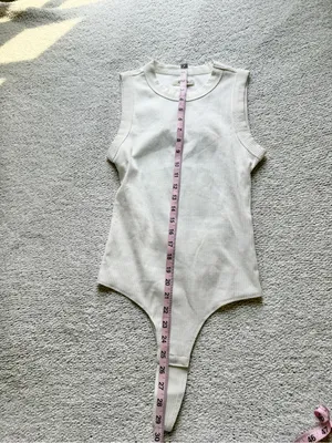Madewell Crewneck Thong Bodysuit in Sleekhold Small NEW Lighthouse White thumbnail 7