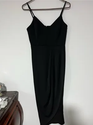 Lulu's Black Spaghetti Strap Wrap Midi Dress thumbnail 9