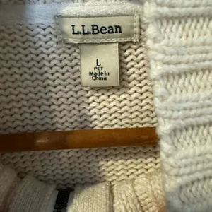 L.L. Bean‎ Womens Zip Up Cardigan Sweater Knit Large White Cotton thumbnail 2