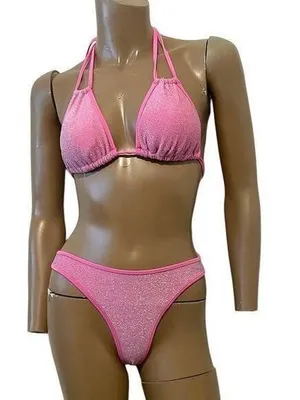 Aerie glitter pink bikini swimsuit set small XS SW2 7013 thumbnail 1