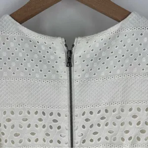 Alice + Olivia Eyelet Lace Romper Wrap‎ Puff Sleeve White Exposed Zipper Size 6 thumbnail 8