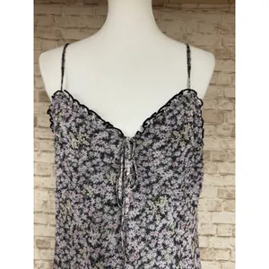 American Eagle Dress L Floral Slip Dress Pink Black‎ Spaghetti Strap Mini thumbnail 5
