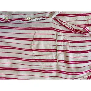 Women's LOFT Sleep White Pink Striped Pajama Shirt L rayon thumbnail 7