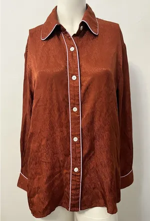 Womens Silk Shirt Small Bronze Metallic Dreamy Artsy Fairy Boho Mystical Formal thumbnail 1