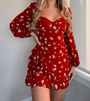 Reformation Cammi Red Floral Mini Dress Cassia 6 thumbnail 1