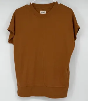 Pact Organic‎ Cotton Cap Sleeve Sweatshirt Top Rust Brown XS thumbnail 1