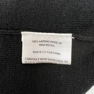 Eileen Fisher S Cardigan Black Beaded Merino Wool Open Front Italian Yarn Luxury thumbnail 10