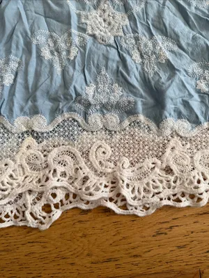 L - Democracy - Light Blue Boho Tunic with Cream Crochet Trim thumbnail 3