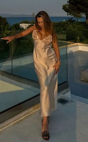 Zara dress maxi satin slip bodycon ruffled strappy wedding evening cocktail thumbnail 11