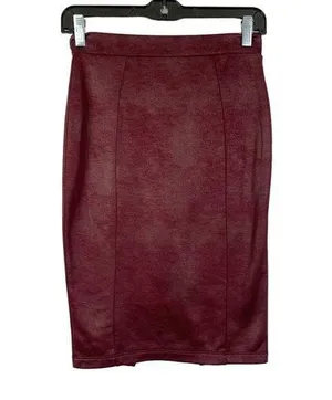 Haute Monde Women's Burgundy Zipper Skirt thumbnail 1