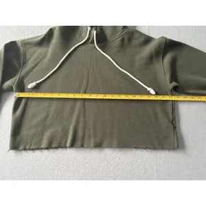 Wild Fable Womens Olive Green Cropped‎ Hoodie Raw Hem Pullover Sweatshirt Small thumbnail 8