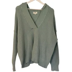 Aerie mint waffle collared hooded sweater size small thumbnail 8