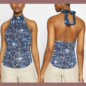 FREE PEOPLE Madagascar Halter Tank Top Indigo Combo SEXY CELESTIAL thumbnail 6