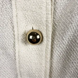 H&M Cream Tweed Button Front Dress Sz M Short Sleeves Shift HM H M Preppy thumbnail 3