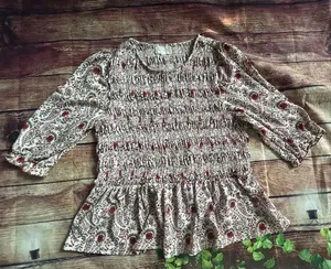 Melloday Smocked Peplum Top Size XL thumbnail 1