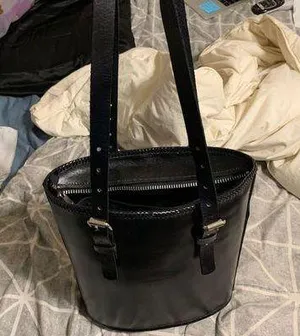 Handmade real leather bag Black thumbnail 4