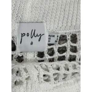 Polly Crochet Open Knit Pants Women’s Size 4 Wide Leg White Beachy Coastal thumbnail 5