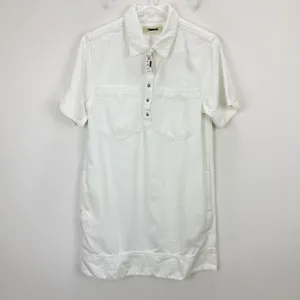 Madewell Denim Popover Dress Shift Pockets Casual Pure White Minimalist S NWT thumbnail 7