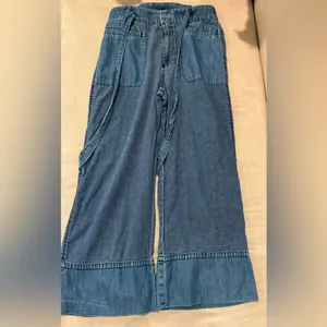 J. Crew Light Wide Leg Cropped Chambray Trousers with Tie‎ Belt Size S thumbnail 4