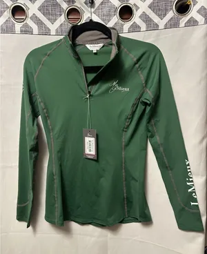 NWT Woman's My LeMieux Base Layer Quarter Zip In Hunger Green Size UK 6 or XS thumbnail 1