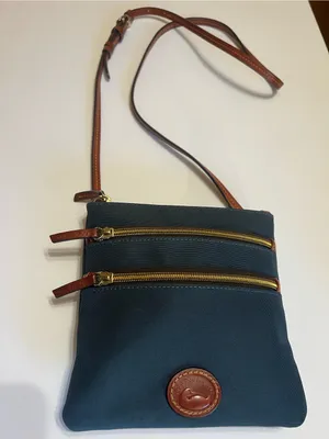 Dooney & Bourke Navy Crossbody with Brown Trim thumbnail 1