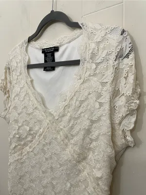 Rampage Lace Babydoll Blouse Top Size XL Cream Ivory Y2K Fairy Coquette Girly thumbnail 4