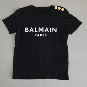 Authentic Balmain Woman's Black T-Shirt with Gold Accents Size XS thumbnail 1