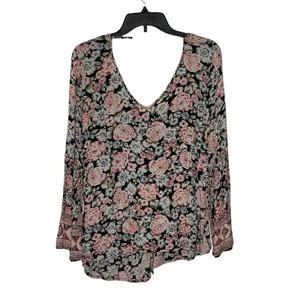 Billabong Button‎ Up Blouse Size Small Multi Color Floral Rayon Womens LS thumbnail 9