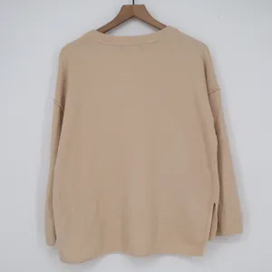 Lillusory Womens Oversized Henley Waffle Knit Sweater Tan Apricot Size M thumbnail 4