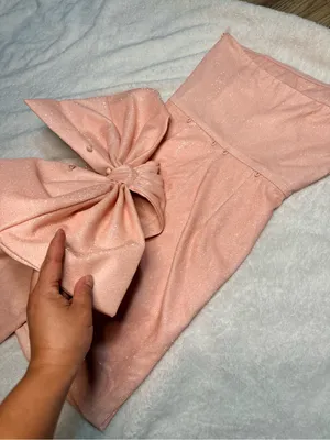 Lovely Day Strapless Peach Mini Dress with Dramatic Back Bow thumbnail 6