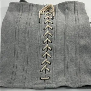 Forever 21 Heather Gray Lace-Up Skirt thumbnail 7
